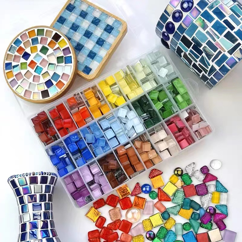 Ceramic Tile Blank - DIY เซรามิคโมเสคแก้ว 50 ชิ้นกระเบื้อง Handmade กระจกตกแต่งกระเบื้องเซรามิคผนังเทคโนโลยีคริสตัลสีตกแต่งวัสดุ