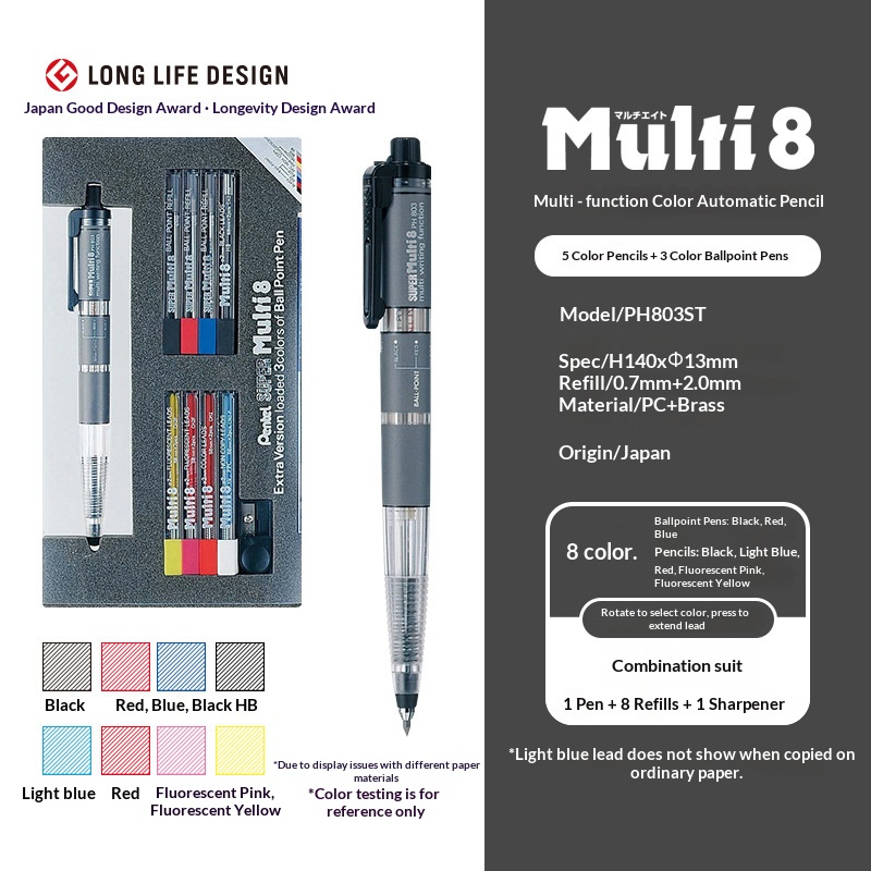 เพนเทล มัลติ 8 ดินสอกดสีอเนกปร - Staedtler Pencil Lumocolor บทวิจารณ์และราคา