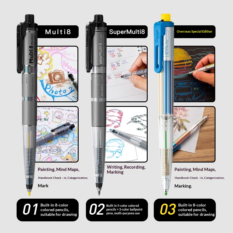 เพนเทล มัลติ 8 ดินสอกดสีอเนกปร - Staedtler Pencil Lumocolor บทวิจารณ์และราคา